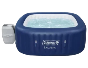 Coleman SaluSpa Atlantis AirJet 4 to 6 Person Inflatable Hot Tub Square Portable Outdoor Spa with 140 Soothing Jets with Cover, Blue