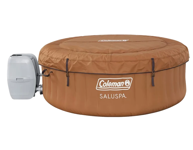 Coleman SaluSpa Ponderosa AirJet 2 to 4 Person Inflatable Hot Tub Round Portable Outdoor Spa with 120 Soothing Jets with Cover, Orange