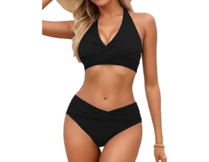 Sopliagon Women's Bikini Sets Twist Front Two Piece Swimsuit Halter Bathing Suit